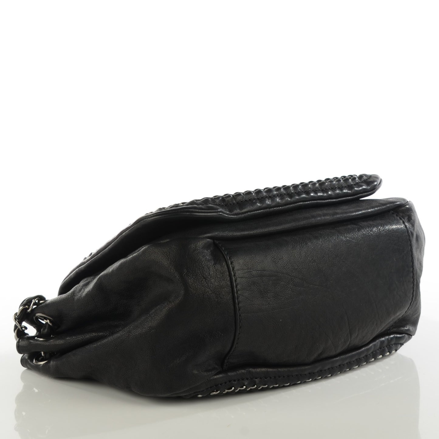 Metallic Goatskin Luxe Ligne Flap Black