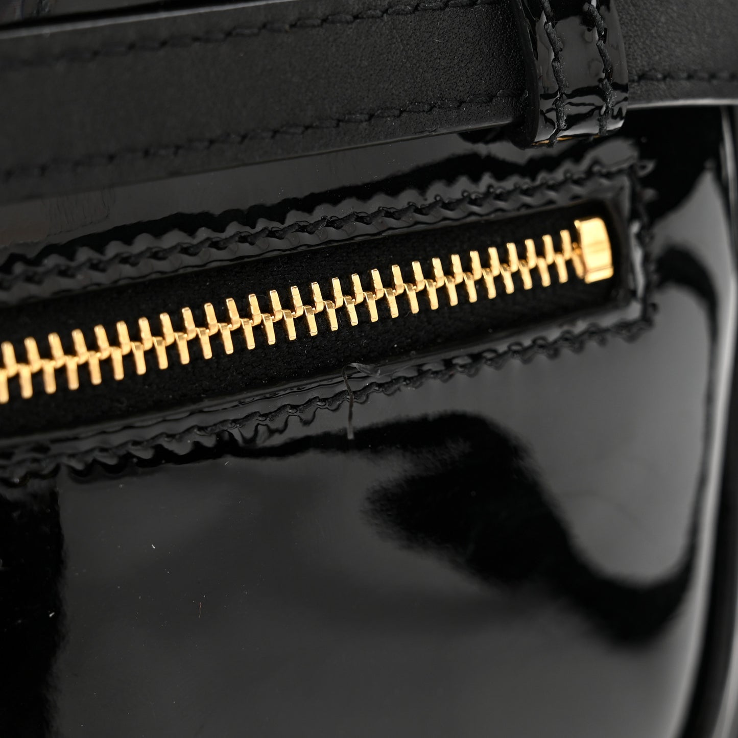 Patent Matelasse Monogram Lou Belt Bag Black