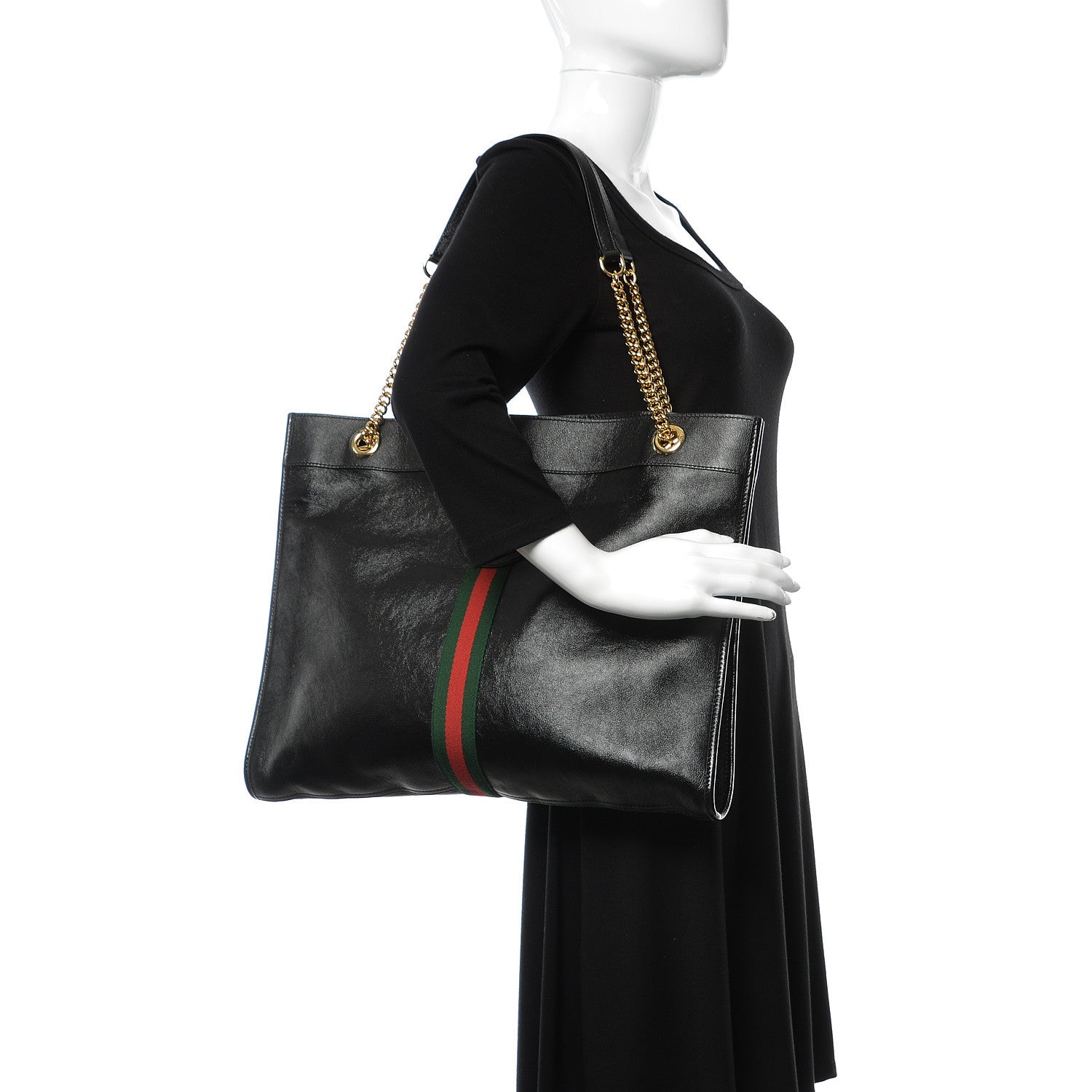 Gucci Calfskin Large Rajah Chain Tote Black 2 of 12