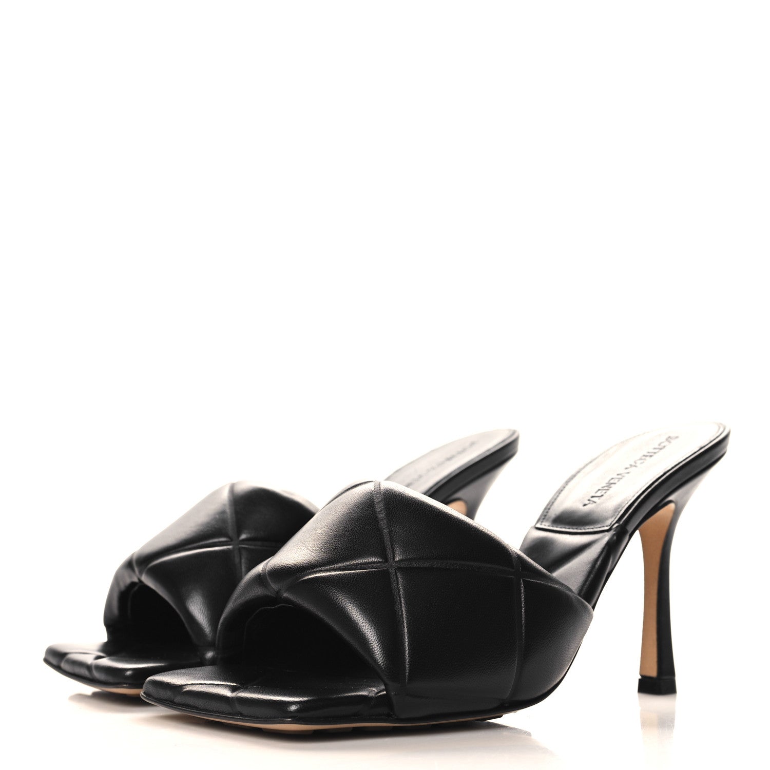 Bottega Veneta Nappa Quilted Rubber Lido Mule Sandals 38 Black 4 of 8