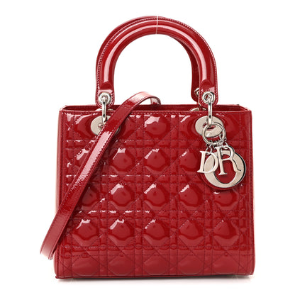Christian Dior Patent Cannage Medium Lady Dior Burgundy Red 2 of 17