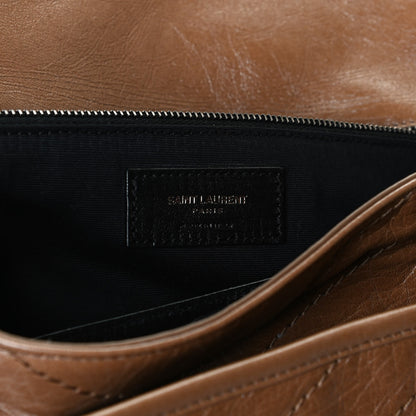 Saint Laurent Crinkled Calfskin Matelasse Monogram Medium Niki Chain Satchel Natural Tan 6 of 12
