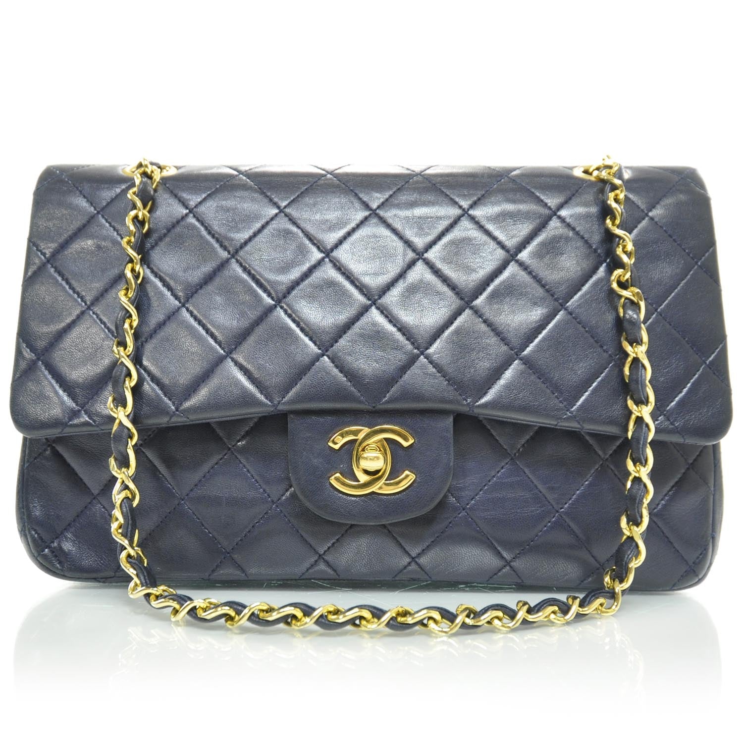 Chanel Lambskin Quilted Medium Double Flap Navy 1 of 11