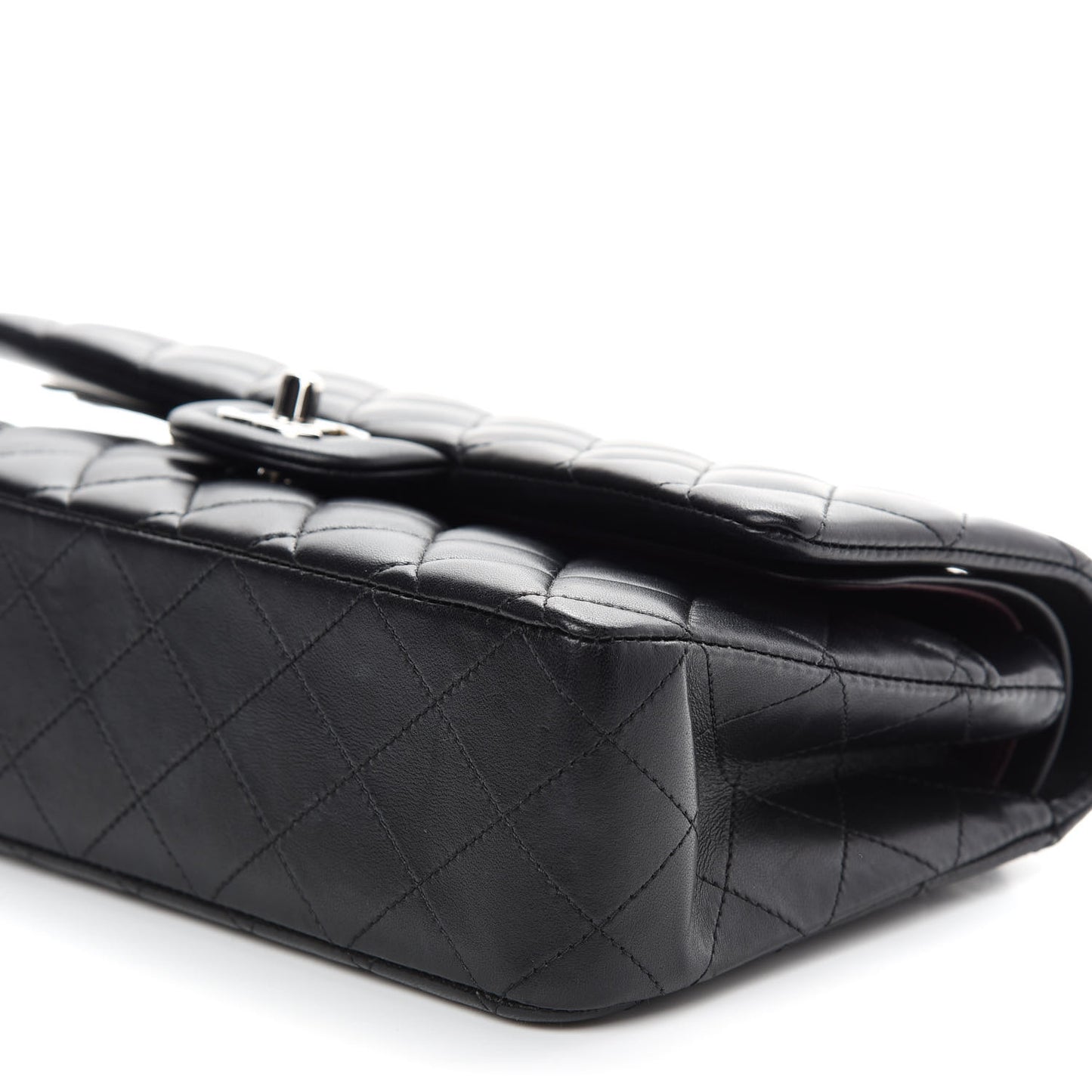 Lambskin Quilted Medium Double Flap Black