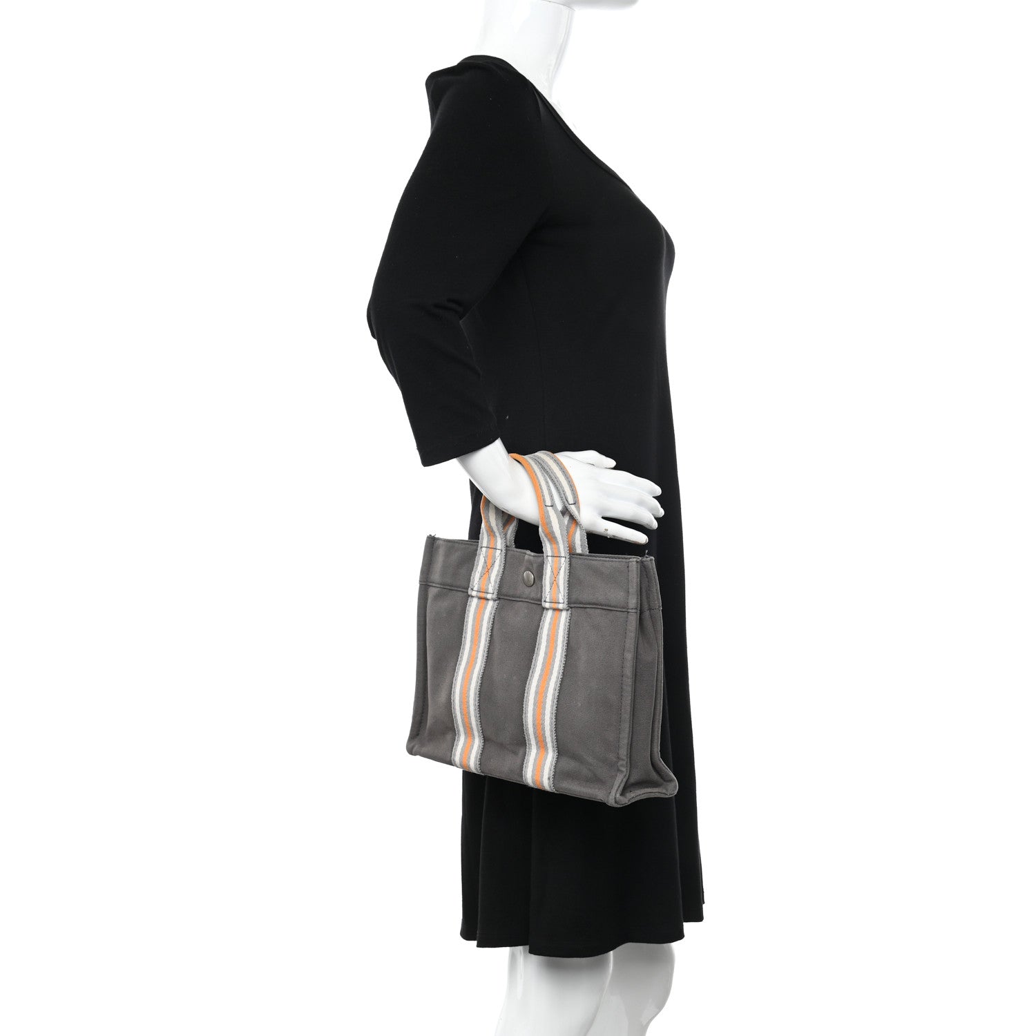 Hermes Canvas Fourre Tout PM Grey Orange 2 of 12
