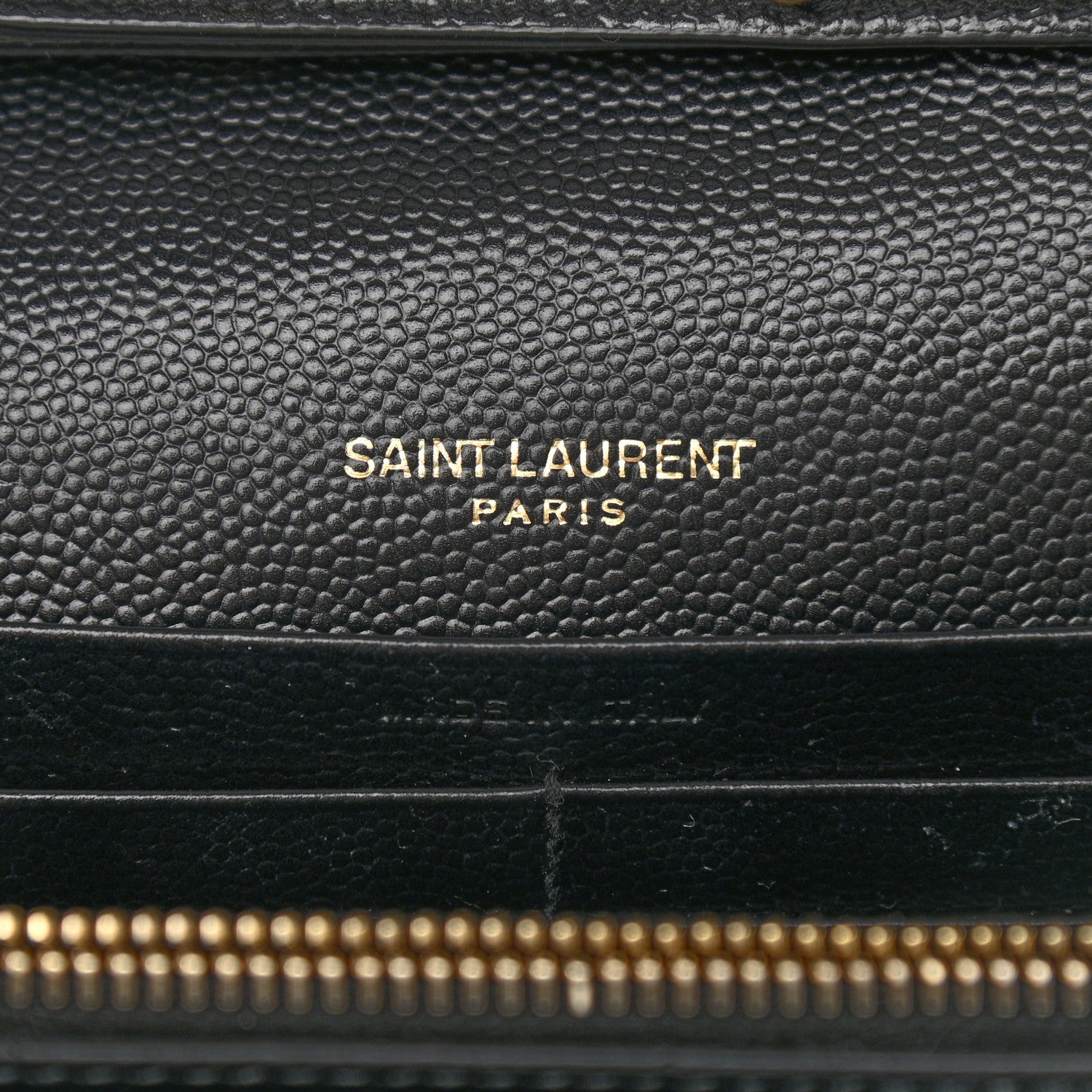 Saint Laurent Grain De Poudre Matelasse Chevron Monogram Chain Wallet Black 6 of 9