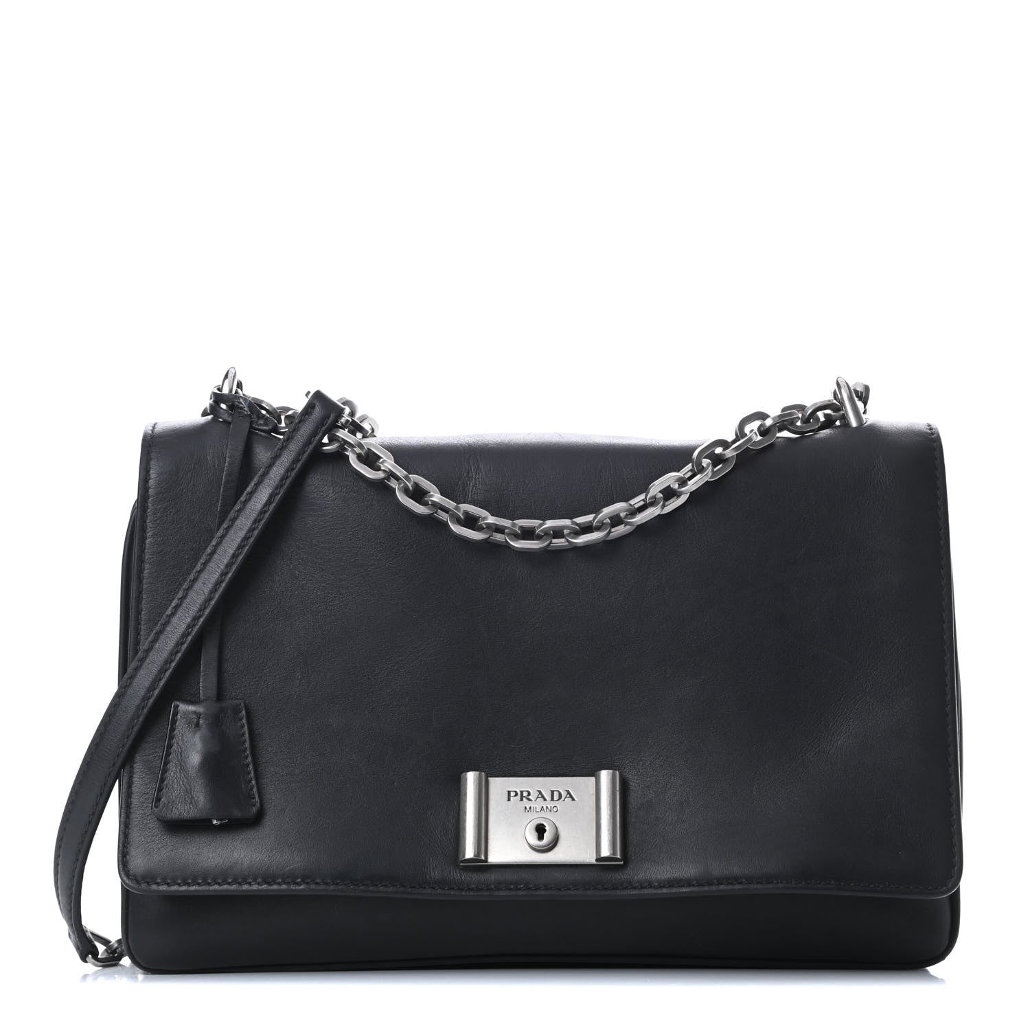 Prada Soft Calf Chain Shoulder Bag Black 1 of 23