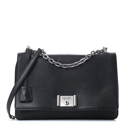 Prada Soft Calf Chain Shoulder Bag Black 1 of 23