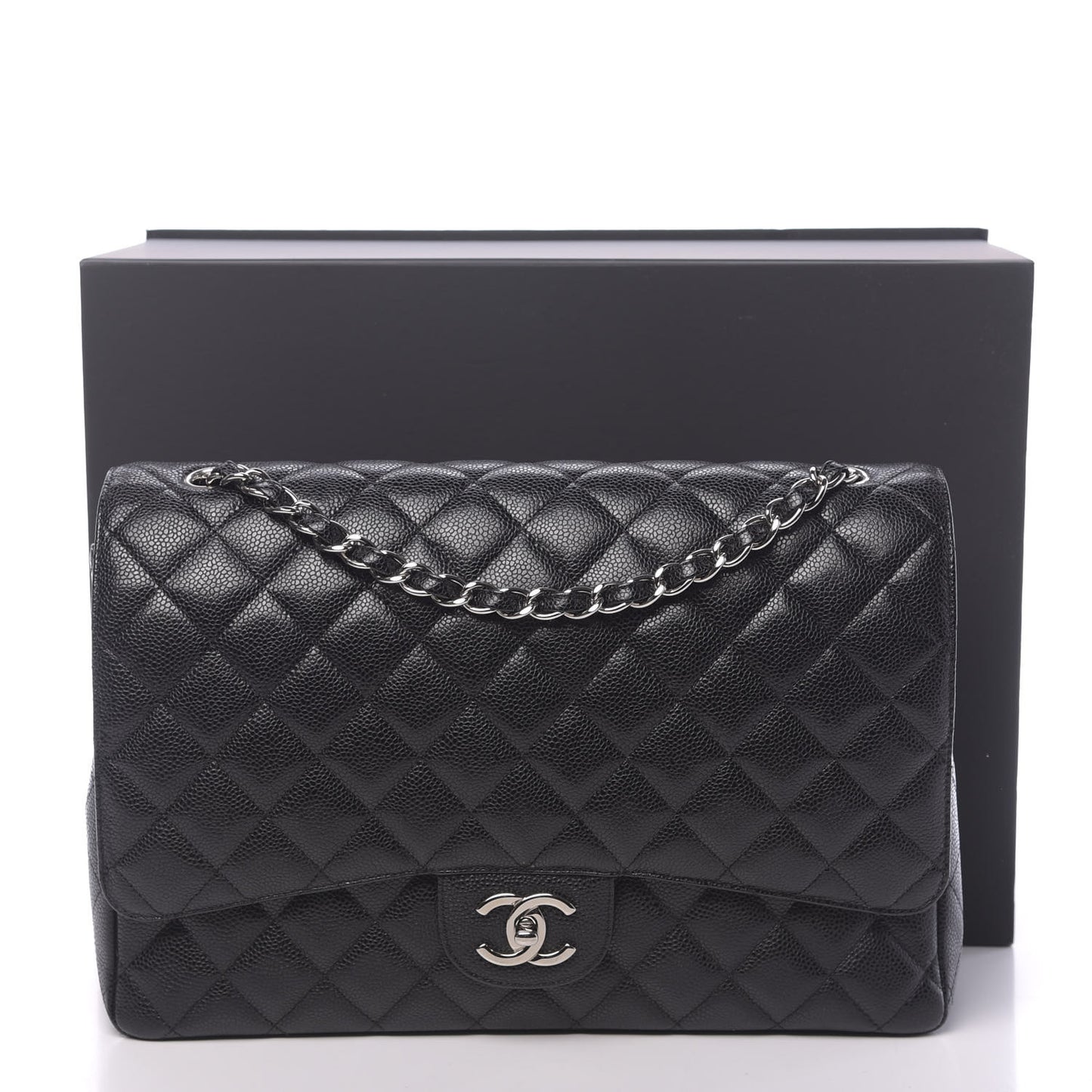 Caviar Quilted Maxi Double Flap Black