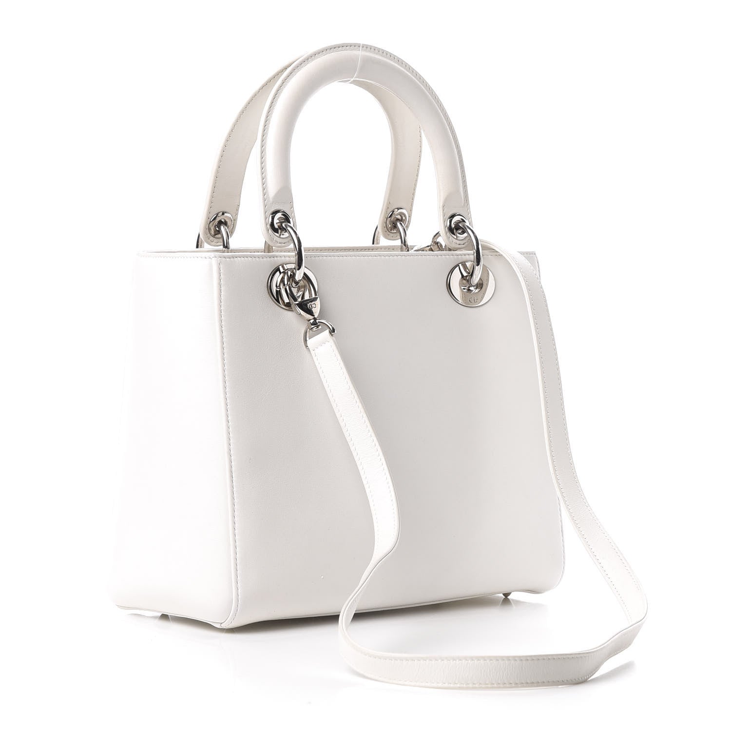 Christian Dior Smooth Calfskin Embroidered Medium Lady Dior White Multicolor 4 of 11