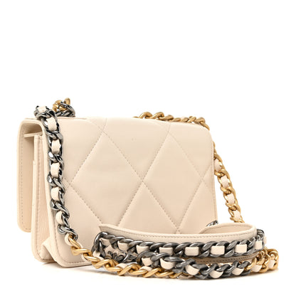 Chanel Goatskin Quilted Chanel 19 Wallet On Chain WOC Light Beige 3 of 17