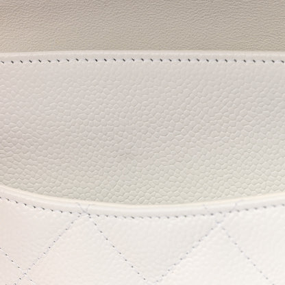 Chanel Caviar Quilted Jumbo Double Flap White 12 of 13