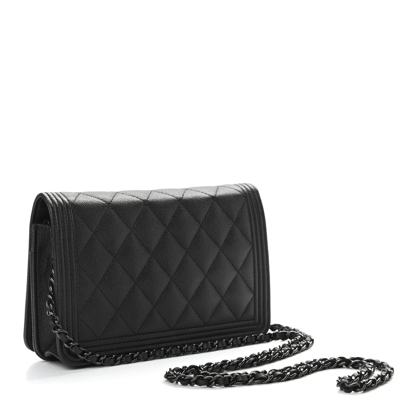 Caviar Quilted Boy Wallet On Chain WOC So Black