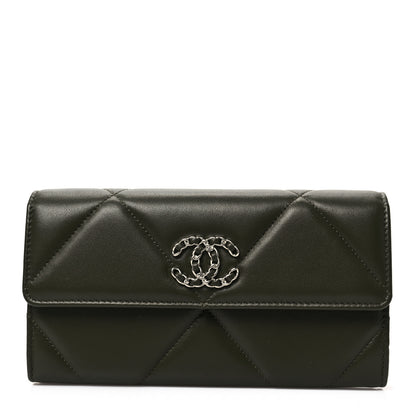 Chanel Lambskin Quilted Chanel 19 Flap Wallet Khaki 1 of 8