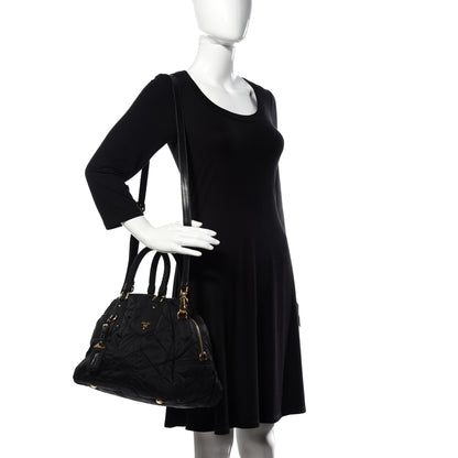 Prada Nylon Chevron Quilted Dome Satchel Black 3 of 8