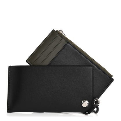 Loewe Nappa Calfskin Pebble Slider Coin Card Holder Black Dark Khaki 3 of 9