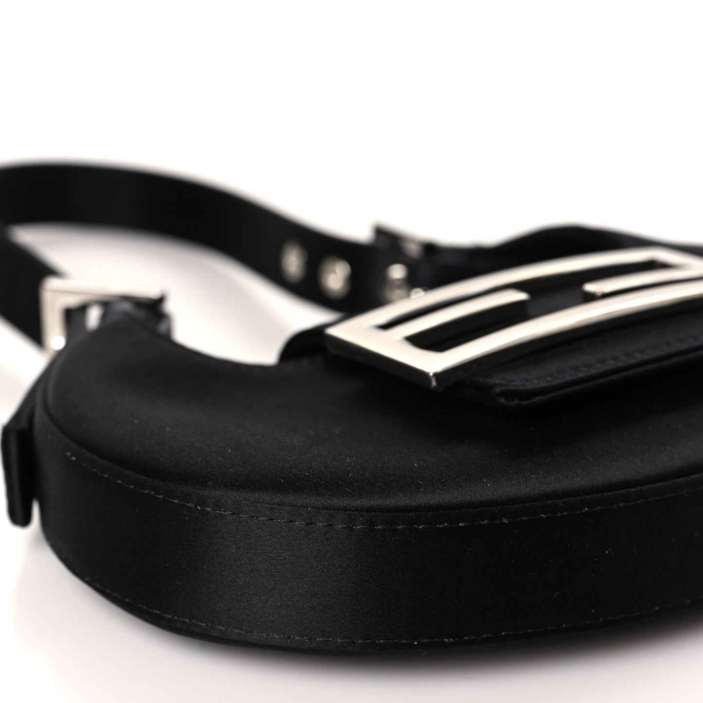 Silk Satin Mini Cookie Hobo Bag Black