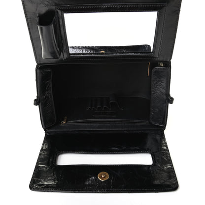 Chanel Glazed Calfskin Quilted Cosmetic Top Handle Case Black 4 of 9