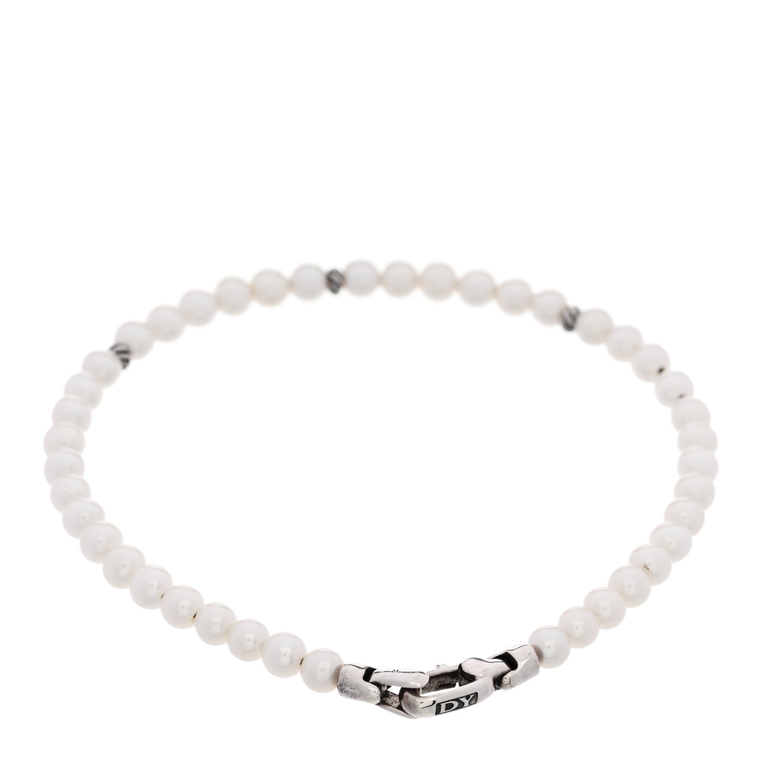David Yurman Sterling Silver Pearl 4mm Bijoux Spiritual Beads Bracelet 2 of 3