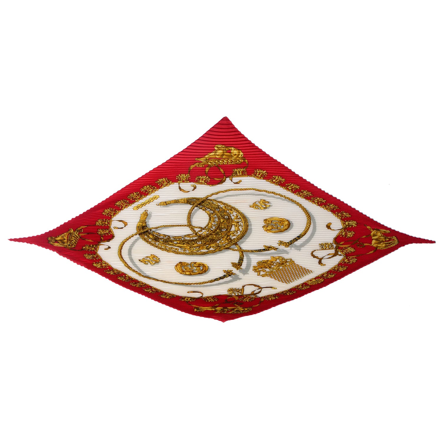 Hermes Silk Plisse Les Cavaliers D'Or Scarf 90 3 of 4
