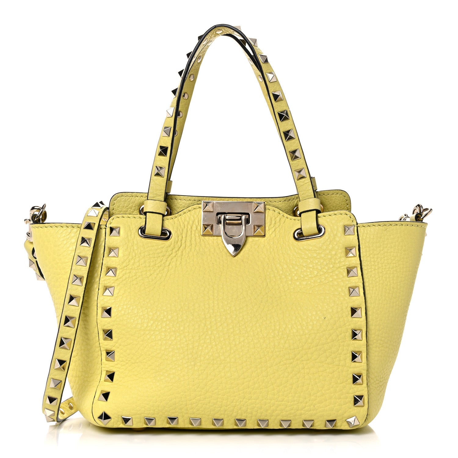 Valentino Garavani Pebbled Calfskin Mini Rockstud Tote Jonquill 1 of 14