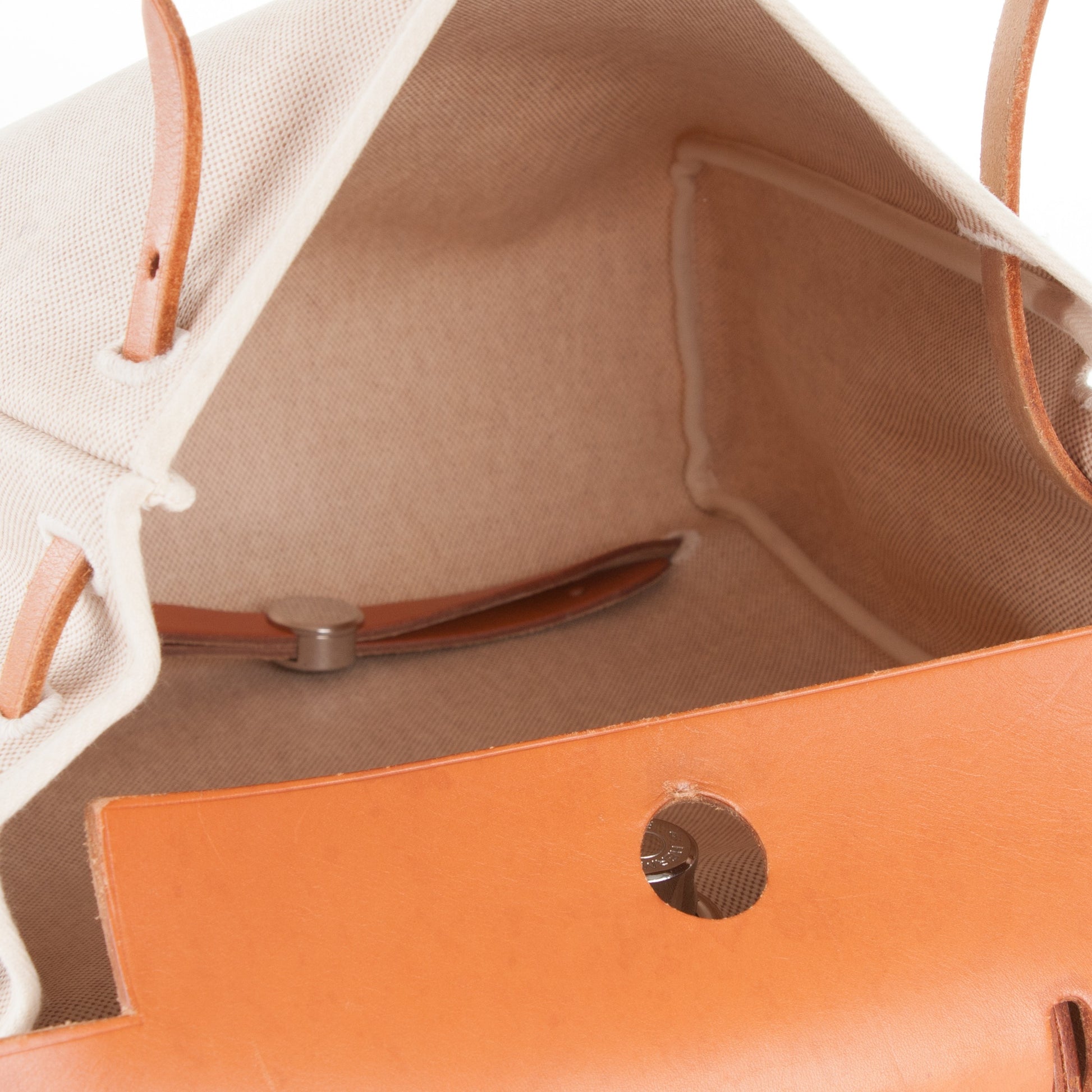 Hermes Toile Vache Calfskin Herbag 30 PM Backpack Natural 12 of 15