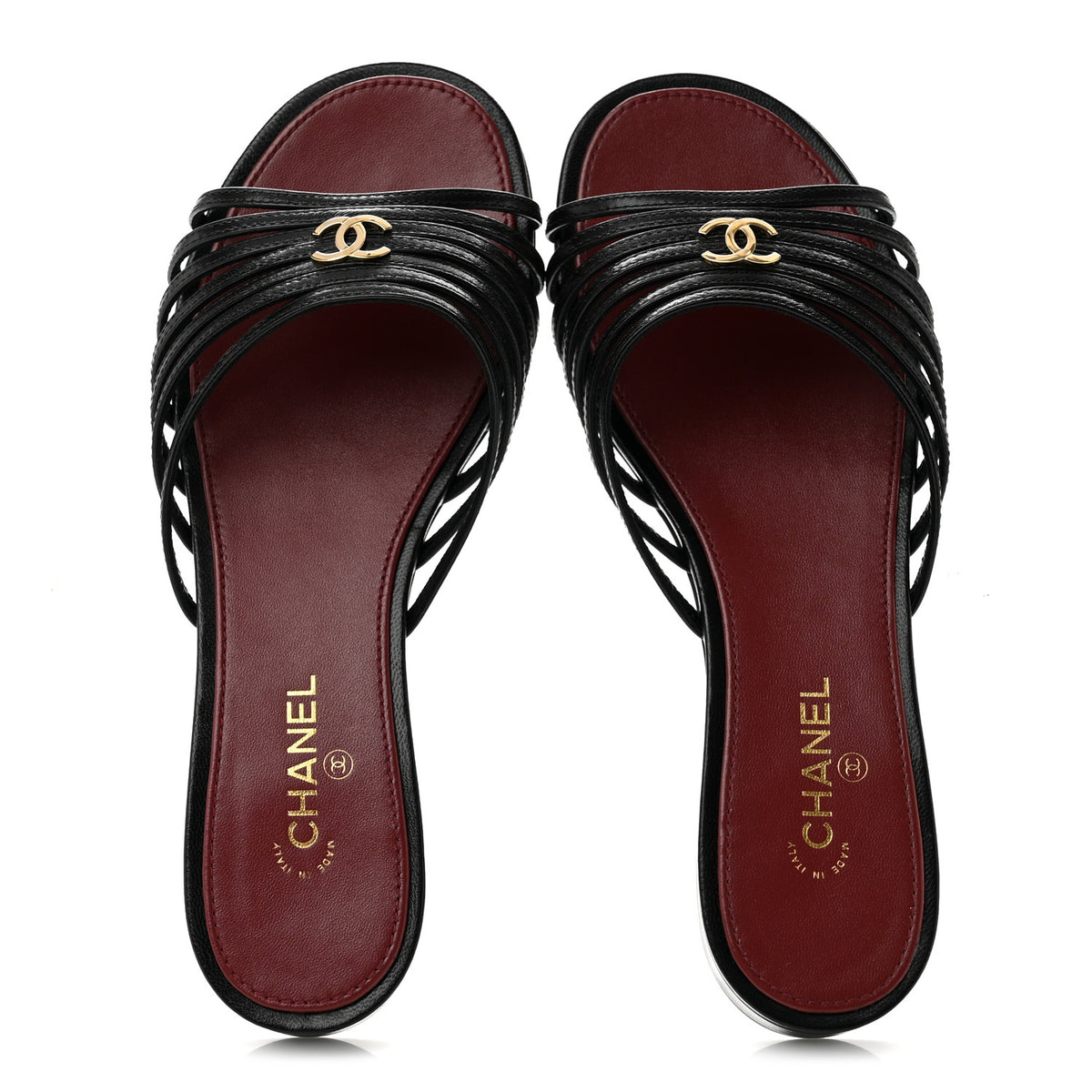 Chanel Goatskin Caged CC Slide Sandals 35.5 Black 2 of 9