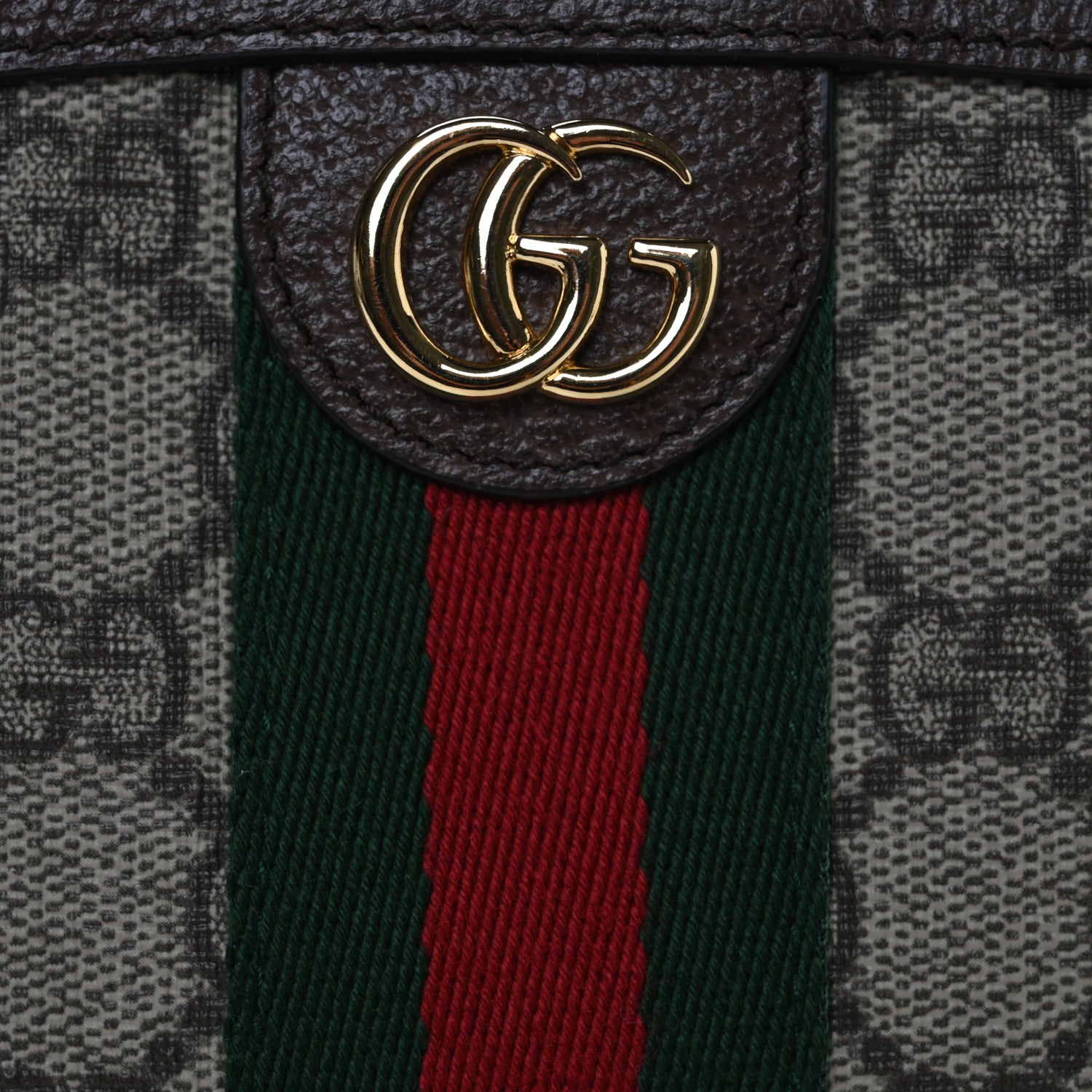 Gucci GG Supreme Monogram Textured Calfskin Web Large Ophidia Cosmetic Case Beige Ebony New Acero 8 of 10