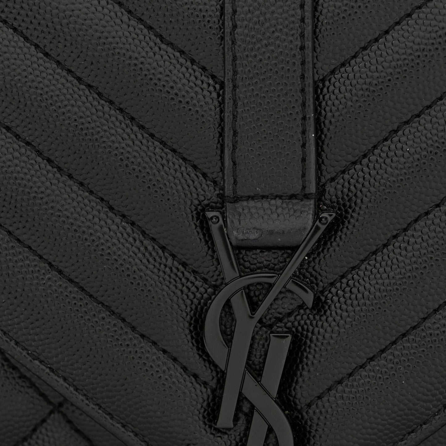 Grain De Poudre Textured Mixed Matelasse Triquilt Medium Monogram Monochrome Satchel Black