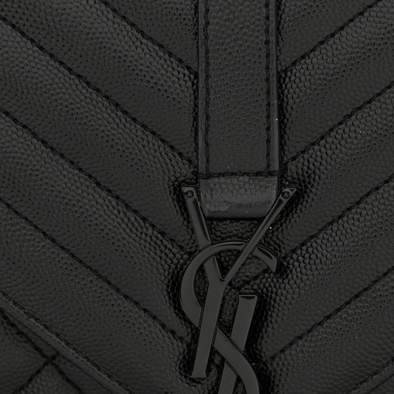 Saint Laurent Grain De Poudre Textured Mixed Matelasse Triquilt Medium Monogram Monochrome Satchel Black 14 of 14