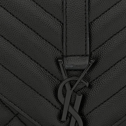 Saint Laurent Grain De Poudre Textured Mixed Matelasse Triquilt Medium Monogram Monochrome Satchel Black 14 of 14
