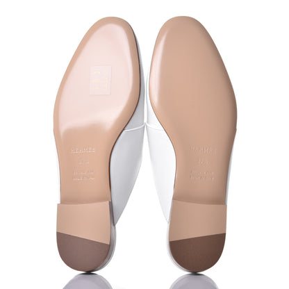 Hermes Supple Calfskin Catena Mules 37.5 White 5 of 9