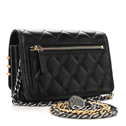 Chanel Lambskin Quilted Coco Clips Mini Wallet On Chain WOC Black 3 of 9