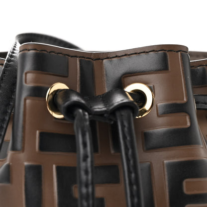 Fendi Vitello Liberty F is Fendi Bi-Color FF 1974 Embossed Mini Mon Tresor Bucket Bag Maya Black 8 of 10