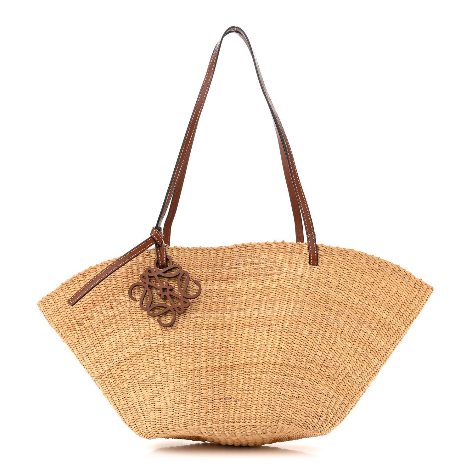 Loewe Calfskin Raffia Paulas Ibiza Small Basket Tote Bag Natural Tan 1 of 11