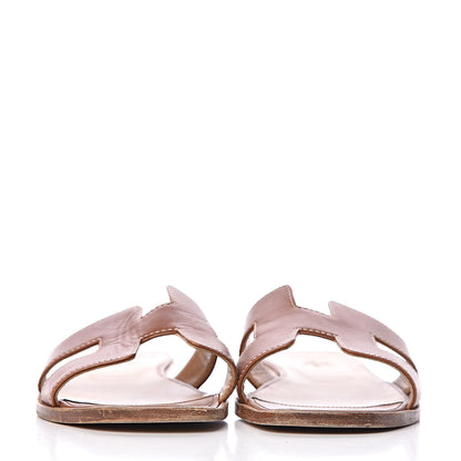 Hermes Box Calfskin Oran Sandals 37.5 Gold 2 of 14