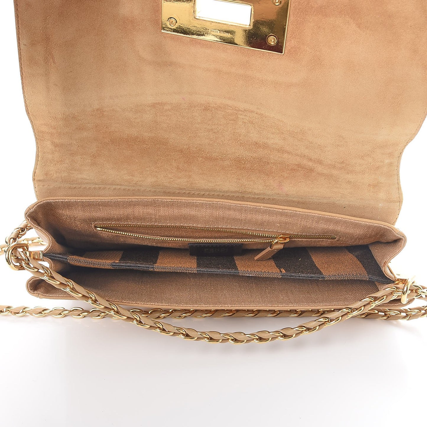 Calfskin Paris Pequin Small Shoulder Bag Beige