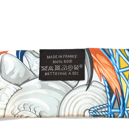 Hermes Silk La Danse Pacifique Twilly Jaune D'Or Kaki Orange 4 of 4