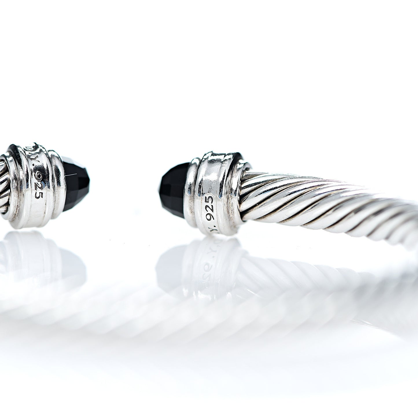 Sterling Silver Diamond Black Onyx 5mm Cable Classics Bracelet