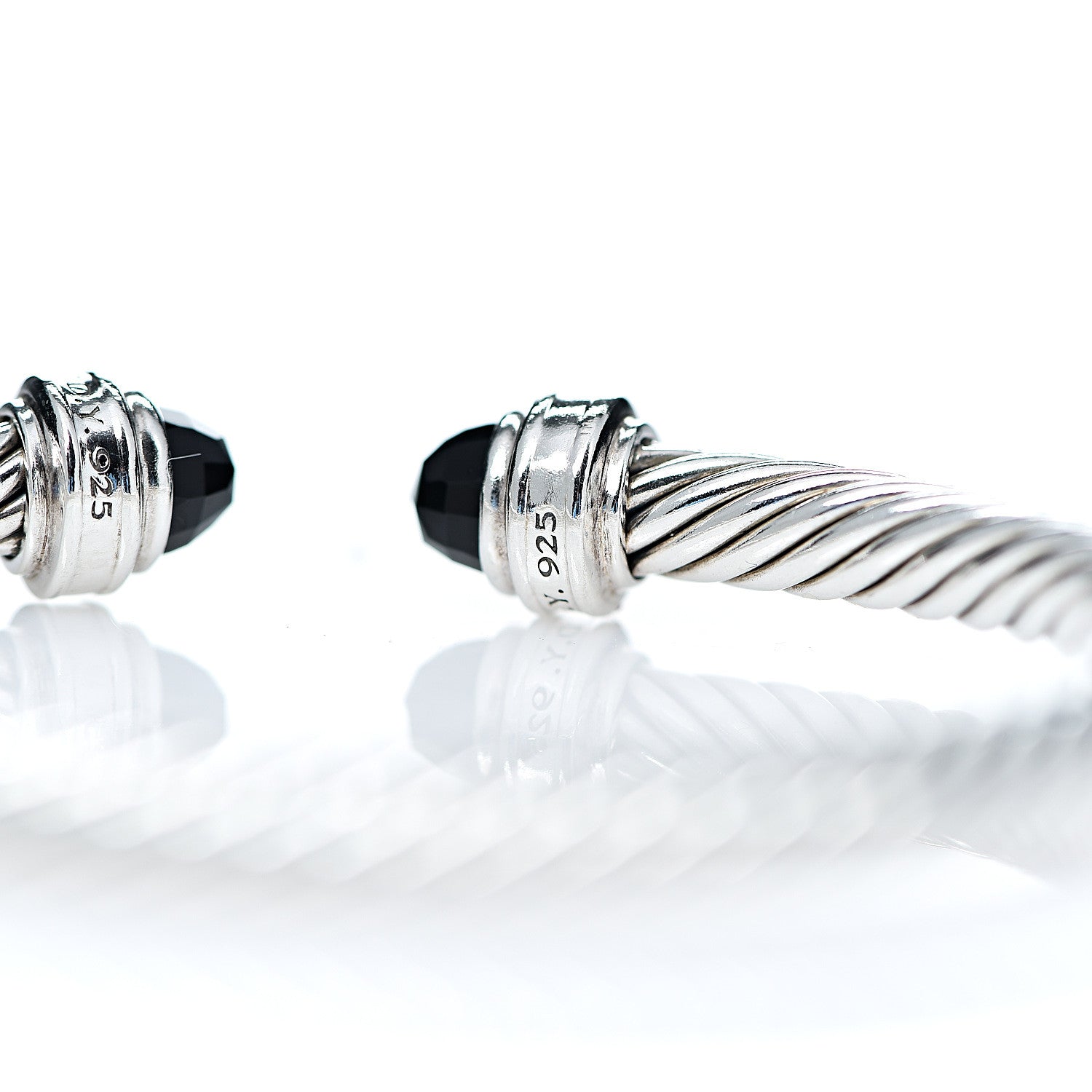 David Yurman Sterling Silver Diamond Black Onyx 5mm Cable Classics Bracelet 4 of 4