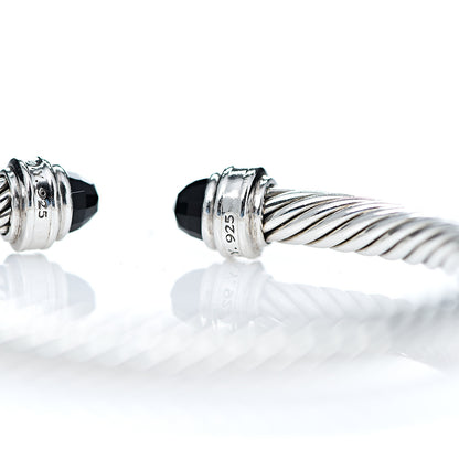 David Yurman Sterling Silver Diamond Black Onyx 5mm Cable Classics Bracelet 4 of 4