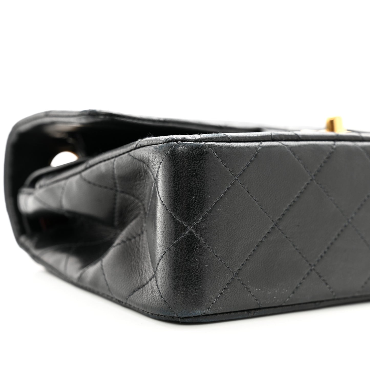 Lambskin Quilted Small Double Flap Black