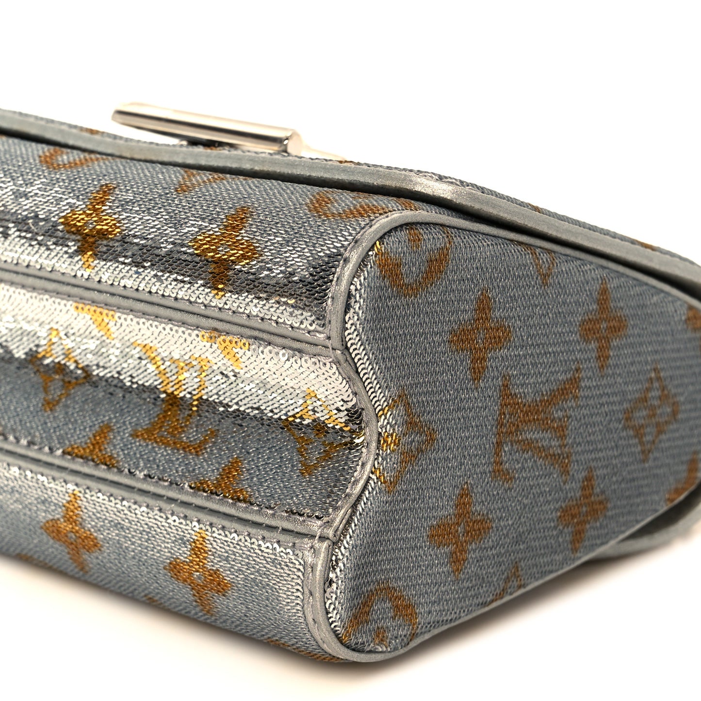 Sequins Monogram Twist Shoulder Bag PM Gold Silver