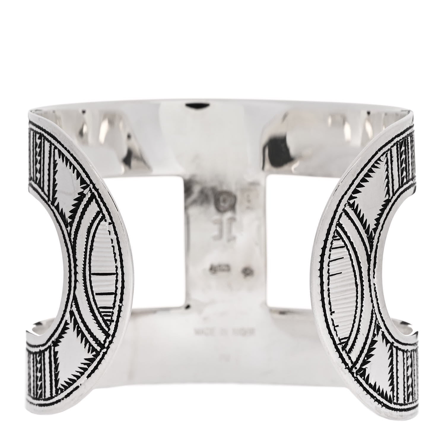 Hermes Sterling Silver Touareg Wide Cuff Bracelet 2 of 5