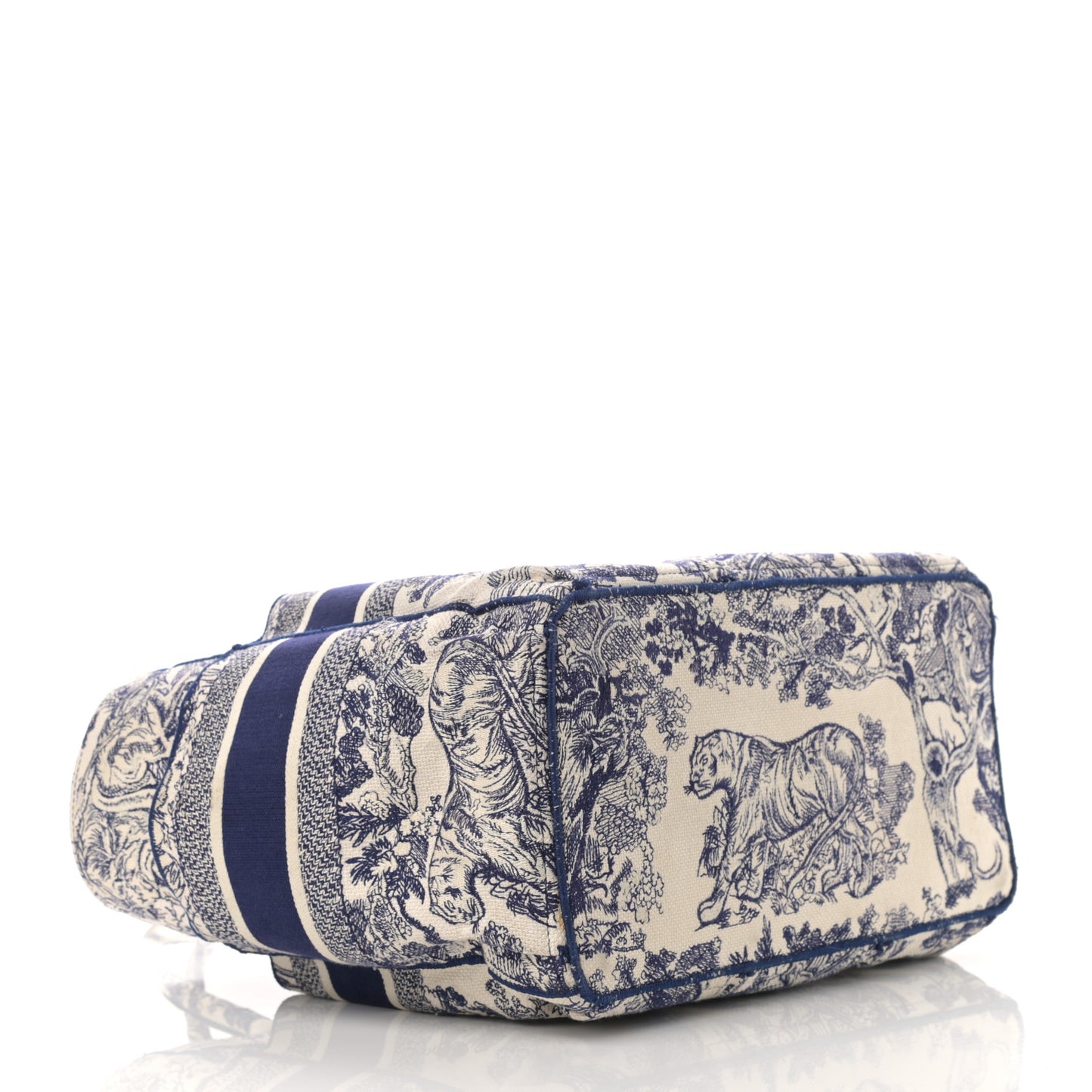 Canvas Embroidered Toile De Jouy Catherine Tote Blue