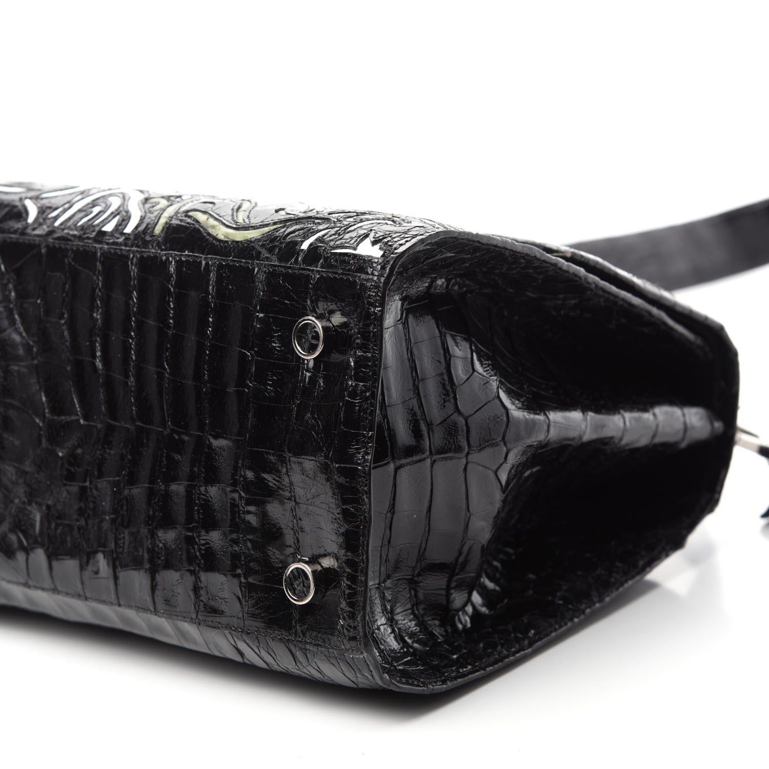 Nancy Gonzalez Crocodile Medium Floral Lexi Top Handle Bag Black Multicolor 7 of 10