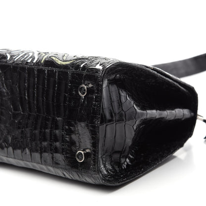 Nancy Gonzalez Crocodile Medium Floral Lexi Top Handle Bag Black Multicolor 7 of 10