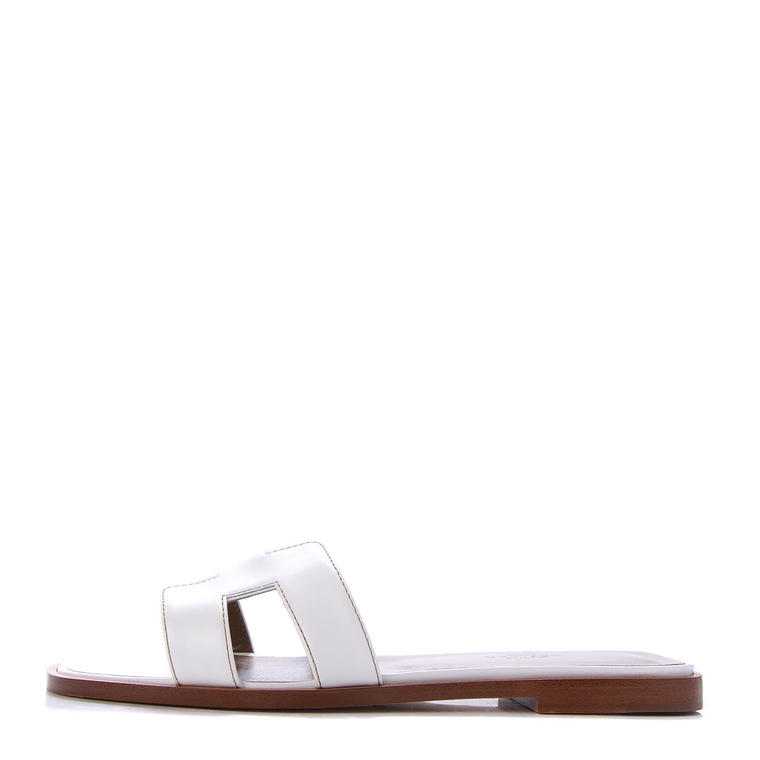 Hermes Box Calfskin Oran Sandals 36.5 White 1 of 9
