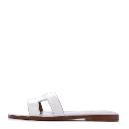 Hermes Box Calfskin Oran Sandals 36.5 White 1 of 9