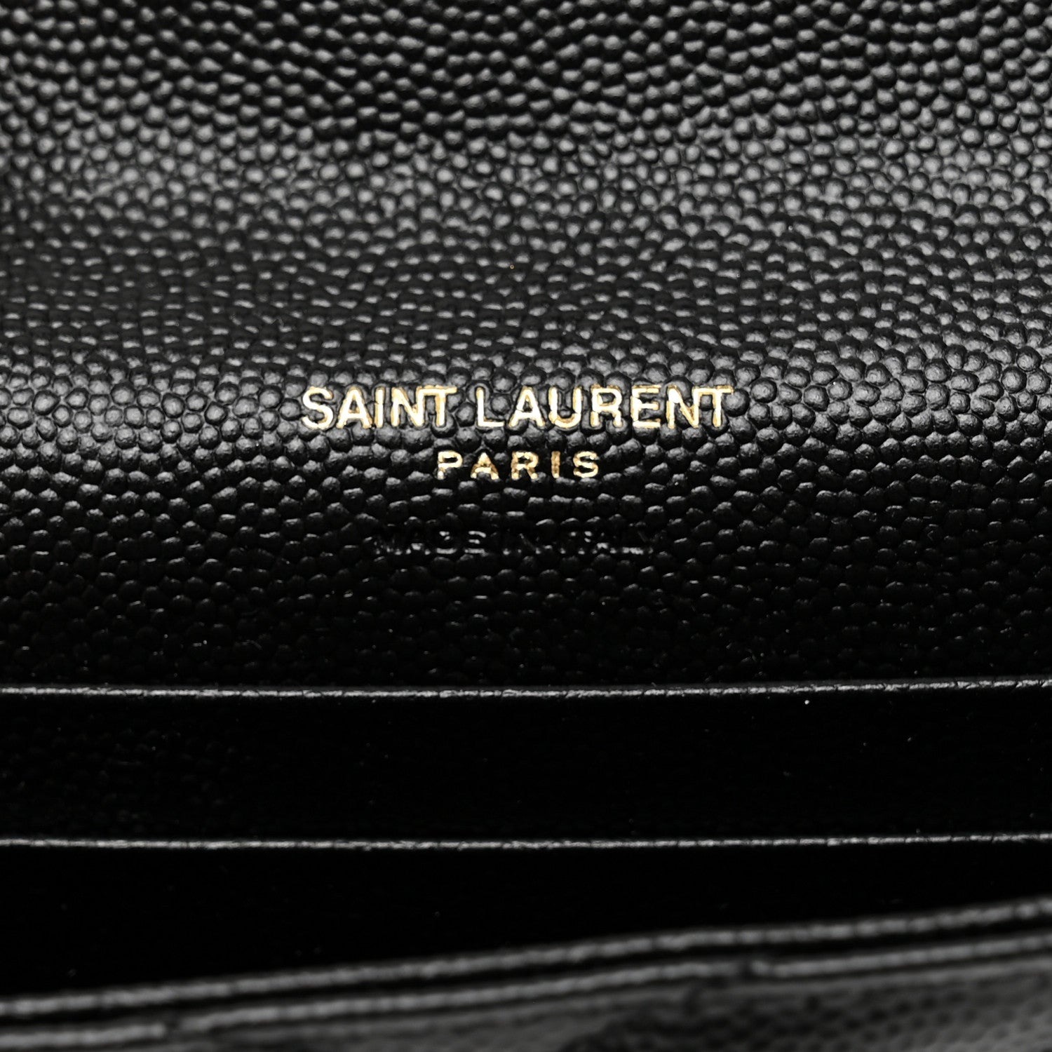 Saint Laurent Grain De Poudre Matelasse Chevron Small Monogram Envelope Wallet Black 6 of 8